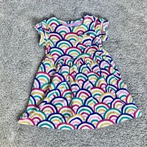 Mini Boden Short Sleeve Patch Pocket Rainbow Dress 2-3Y
